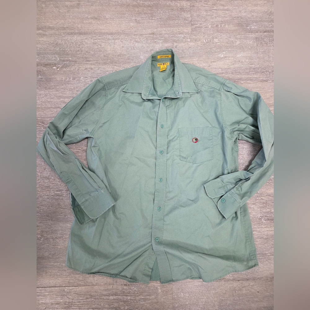 Duck Head Vtg Long Sleeve Button Up Wrinkle Resistant Shirt Size Large Duck Logo